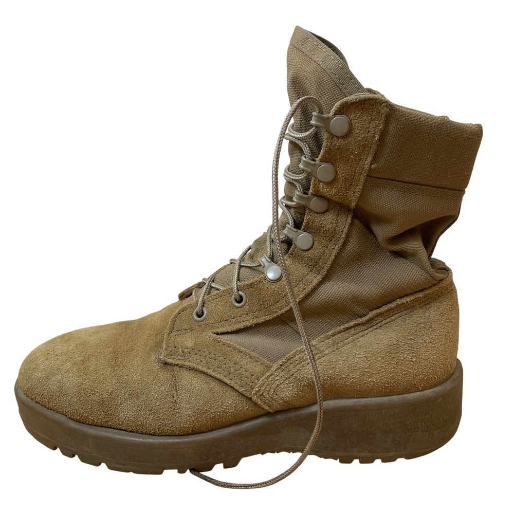 Mens Tan Suede Leather Military Combat‎ Boots Vibram Sole Lace Up Work Outdoor